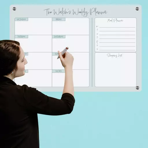 Personalised Wall Planner, Week to View with Grey Design