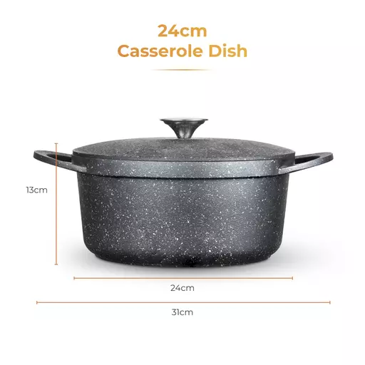 Wilko 24cm Grey Aluminium Casserole Dish