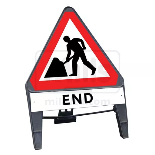 Men at Work with End Plate Polypropylene Q Sign 750mm