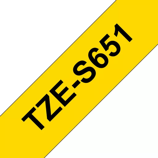 Brother TZE-S651 DirectLabel black on yellow extra strong Laminat 24mm x 8m for Brother P-Touch TZ 3.5-24mm/HSE/36mm/6-24mm/6-36mm