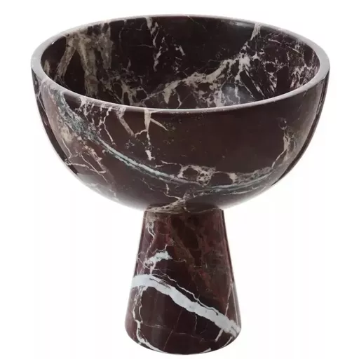 Marble Pedestal Bowl, Selma, Red, Large