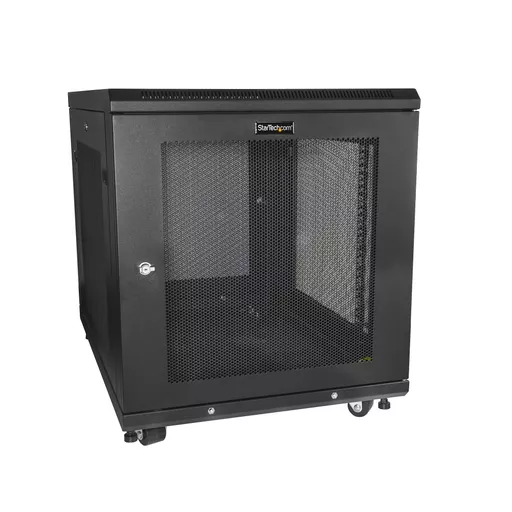 StarTech.com 4-Post 12U Server Rack Cabinet, Lockable 19" Data Rack Cabinet for Computer / AV / IT Equipment, Office / Home Network Rack with Casters & Adjustable Mounting Rails