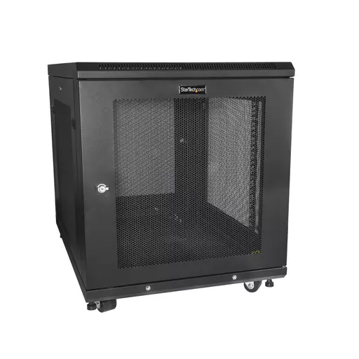 StarTech.com 19in 12U Server Rack Cabinet - 4-Post Adjustable Depth (2" to 30") Network Equipment Rack Enclosure w/Casters/Cable Management/1U Shelf/Locking Doors