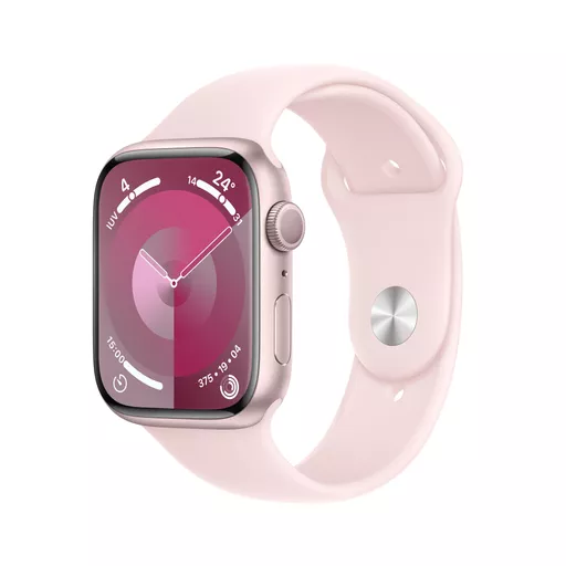 Apple Watch Series 9 GPS 45mm Pink Aluminium Case w/ Light Pink Sport Band - S/M