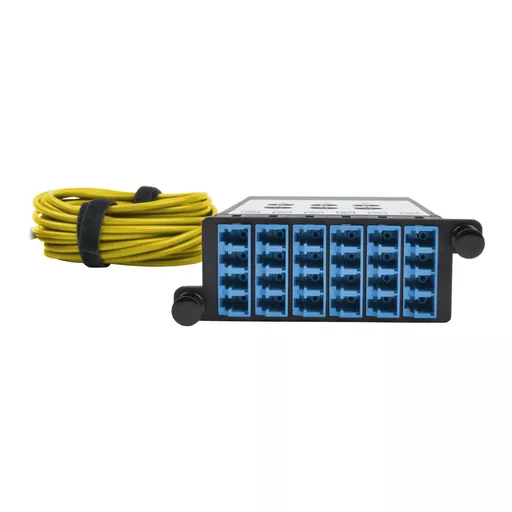 Tripp Lite N482-3M8L12S-B 40/100Gb Fiber Breakout Cassette with Built-In MTP Cables, 40Gb to 4 x 10Gb, 100Gb to 4 x 25Gb, (x3) 8-Fiber Singlemode MTP/MPO to (x12) LC Duplex 9/125