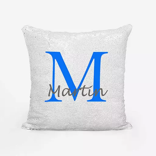 Personalised sequin pillow - Custom name or message reversible cushion