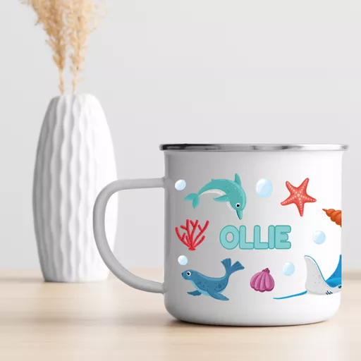 Personalised Sealife Enamel Mug