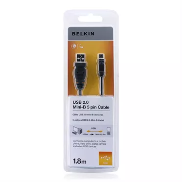 Belkin USB 2.0 A/Mini USB B, 1.8m USB cable USB A Mini-USB B Black