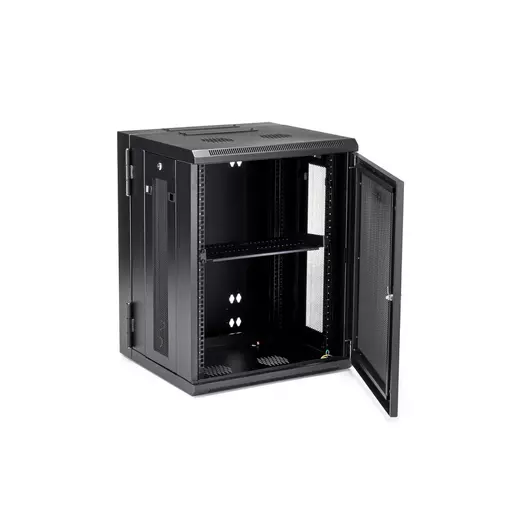 StarTech.com 15U 19" Wall Mount Network Cabinet - 16" Deep Hinged Locking IT Network Switch Depth Enclosure - Assembled Vented Computer Equipment Data Rack w/Shelf & Flexible Side Panels