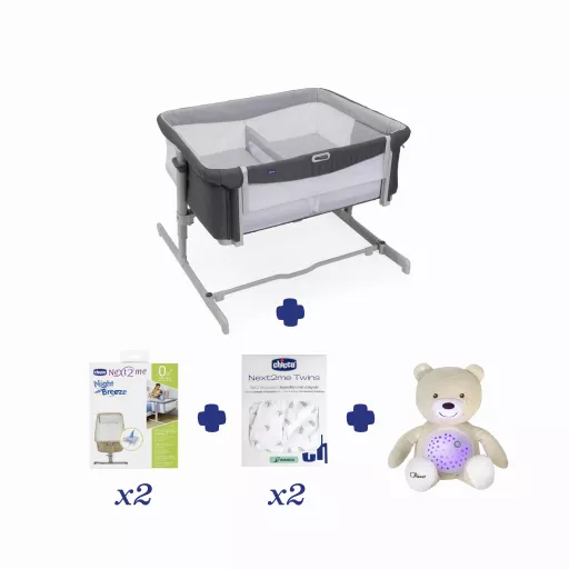Chicco Next2Me Twin Bundle in Grey