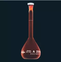 Volumetric flask 25ml amber glass class A  PE Stopper PK2