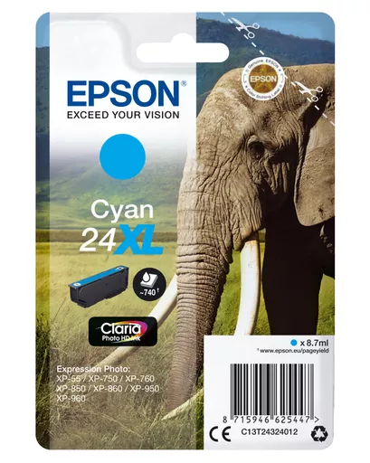 Epson C13T24324012/24XL Ink cartridge cyan high-capacity, 500 pages 8,7ml for Epson XP 750