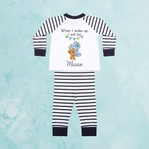 Personalised When I Wake Up Blue Bear Pyjamas