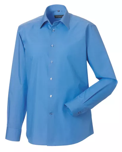 Men's Long Sleeve Polycotton Easy Care Tailored Poplin Shirt