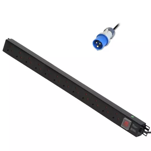 Lindy 12 Way UK Mains Sockets, Vertical PDU with Commando Plug