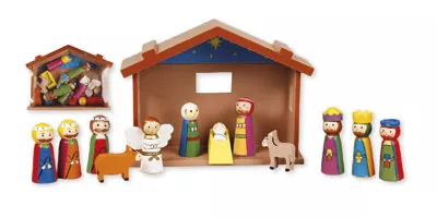 Nativity - Childrens Wood Set With Shed