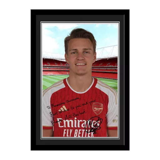 Arsenal FC Odegaard Autograph Photo Framed