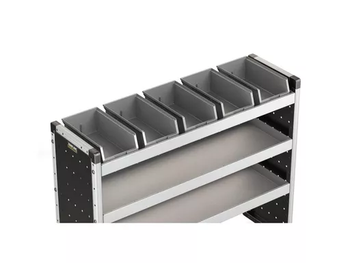 Set of 5 Racking Bins with Rubber Matting for Trade Van Racking - Suits 1250mm Shelf (1183mm Internal Size)