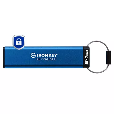 Kingston Technology IronKey 64GB Keypad 200, FIPS 140-3 Lvl 3 AES-256 Hardware Encrypted