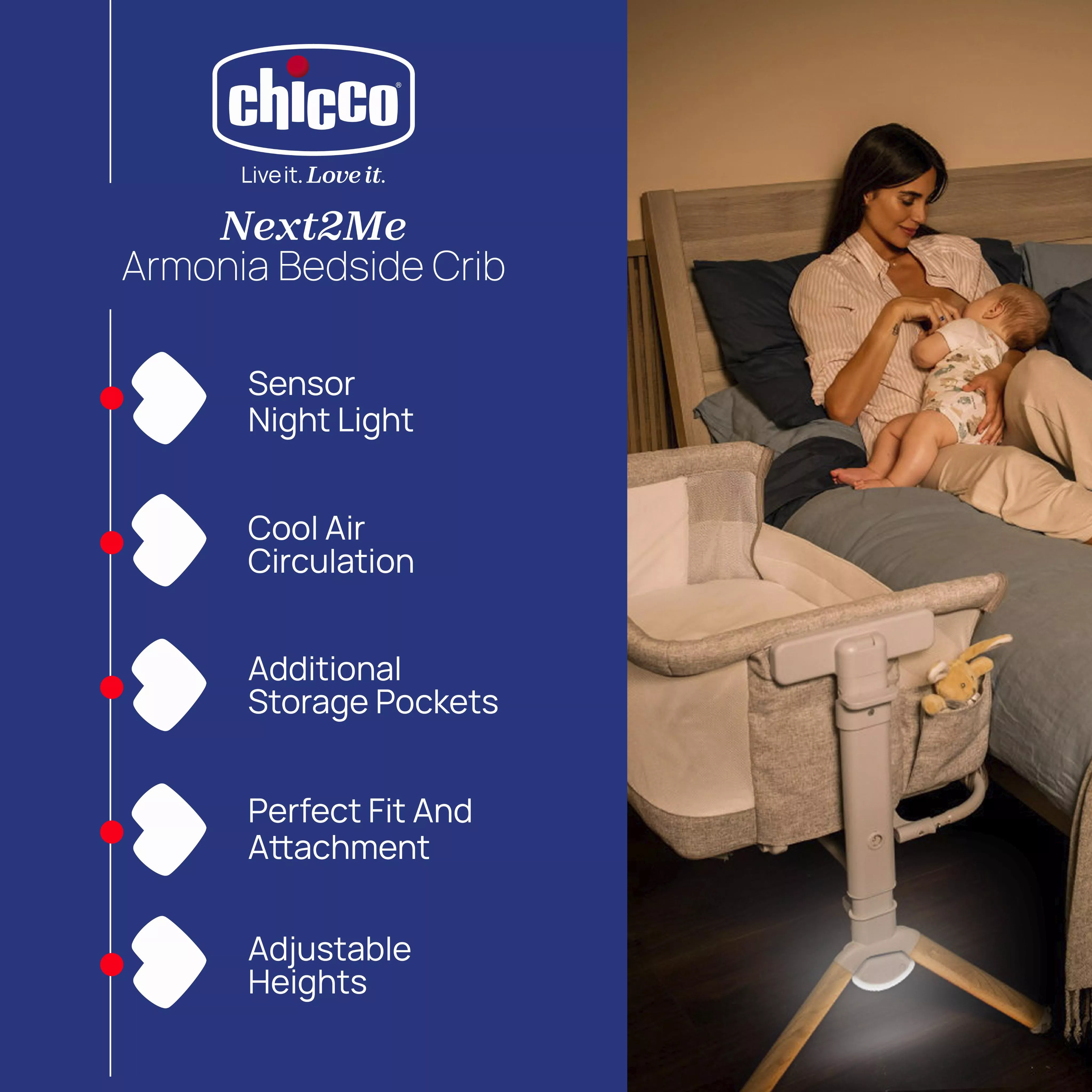 Chicco Next2Me Armonia bedwieg, geboorte - 6m, co-slaapwieg met