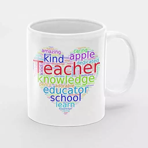 Personalised teacher appreciation mug. Words to describe your educator