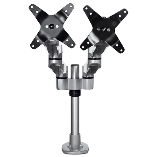 StarTech.com Desk Mount Dual Monitor Arm - Premium Articulating Monitor Arm - up to 30” VESA Mount Displays - Height Adjustable Monitor Mount - Rotate/Tilt/Swivel - Clamp/Grommet - Silver