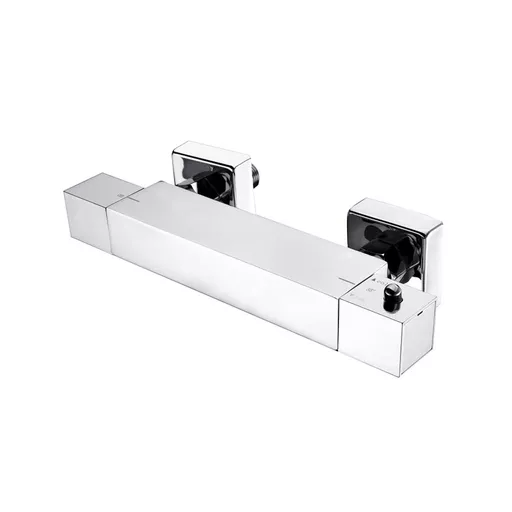 Square Thermostatic Bar Shower Valve with Bottom Outlet - Chrome
