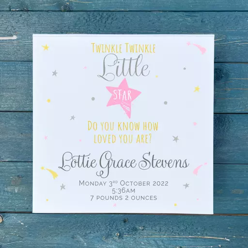 Personalised New Baby Girl Twinkle Twinkle Keepsake Memory Box