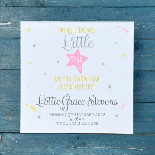 Personalised New Baby Girl Twinkle Twinkle Keepsake Memory Box