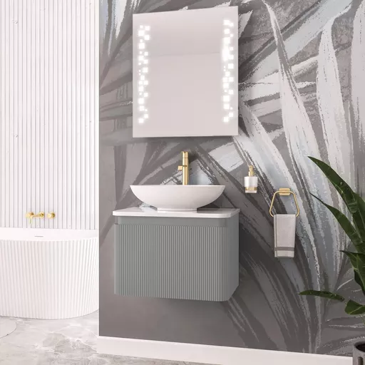 Belice fluted 60 Wall Hung Unit - Grey