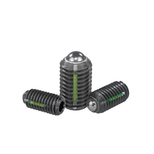 K0325 - Spring Plungers With Hex Socket And Ball In Steel With Thread Lock