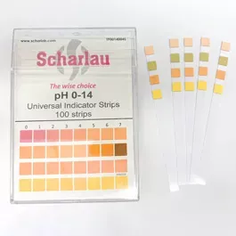 Universal indicator strips pH 0-14. Sharlau. 4 pads, 100 strips/pk