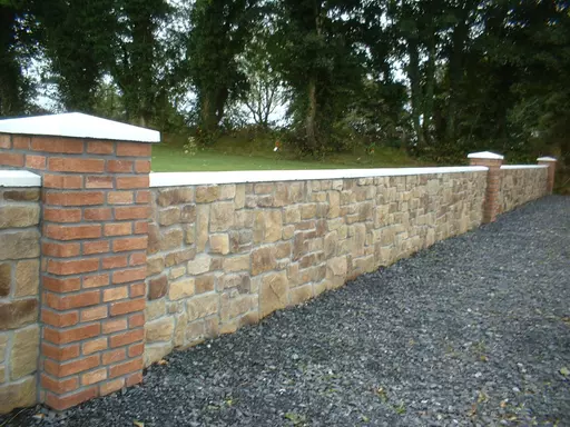 Keramos Brick Pillars with C/W Edged Sandstone Wall