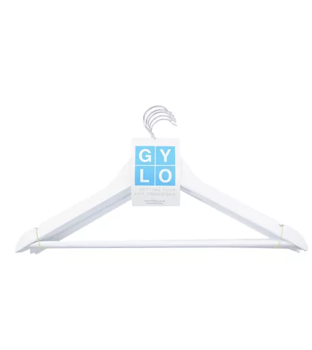 White Wishbone Wooden Hangers with Trouser Bar 445mm - Pack of 5