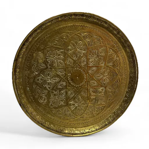 Islamic Solid Brass Etched Patterned Platter