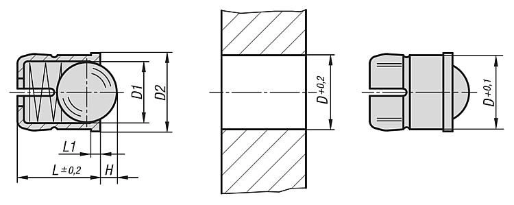 Spring Plunger. 8mm Hole Diameter. 9mm Long. 6.5mm Ball Diameter. 10N Spring Force. Plastic.