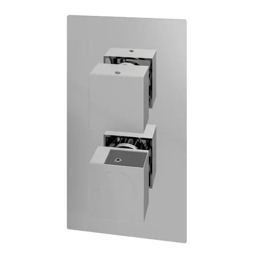 Concealed Thermostatic Twin Shower Valve with Square Handles - Chrome