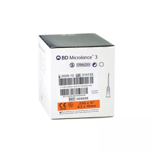 BD Microlance 25G (Orange) 1" 25mm needles box of 100
