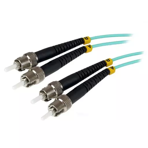 StarTech.com 1m (3ft) ST/UPC to ST/UPC OM3 Multimode Fiber Optic Cable, Full Duplex 50/125µm Zipcord Fiber, 100G Networks, LOMMF/VCSEL, <0.3dB Low Insertion Loss, LSZH Fiber Patch Cord