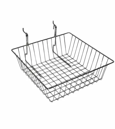 Chrome Wire Basket for Slatwall & Gridwall - 30cm x 30cm x 10cm