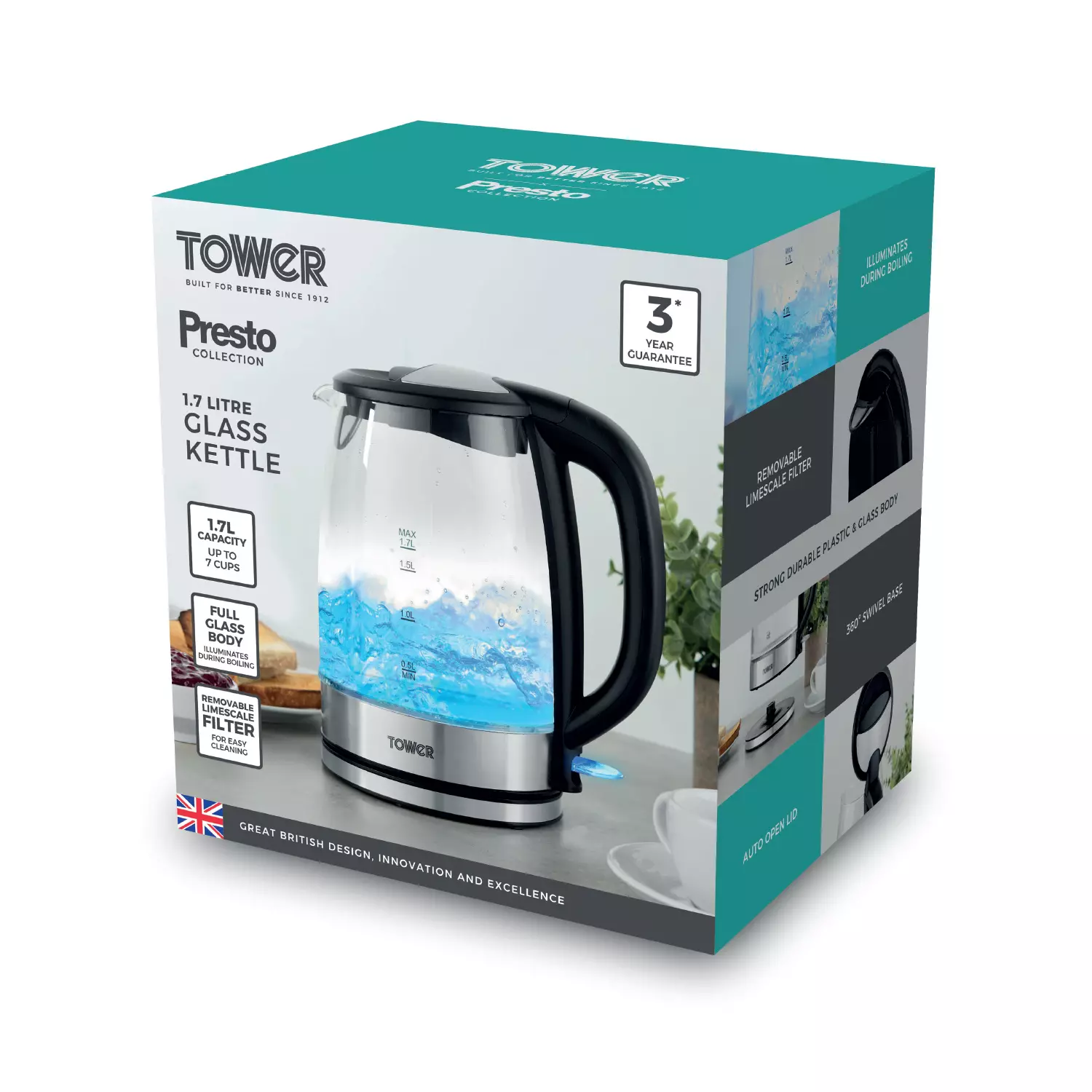 Presto Litre Glass Kettle Breakfast