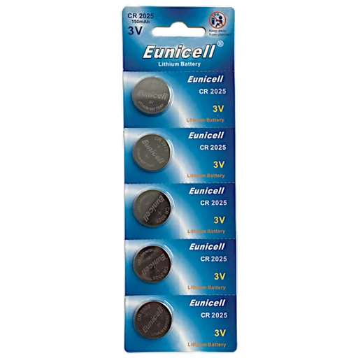 EUNICELL 3V CR2025 Button Cell Battery (5 PER CARD)