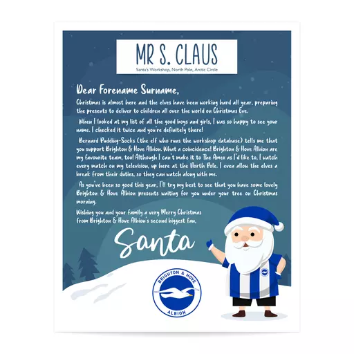 Brighton & Hove Albion FC Personalised Letter from Santa