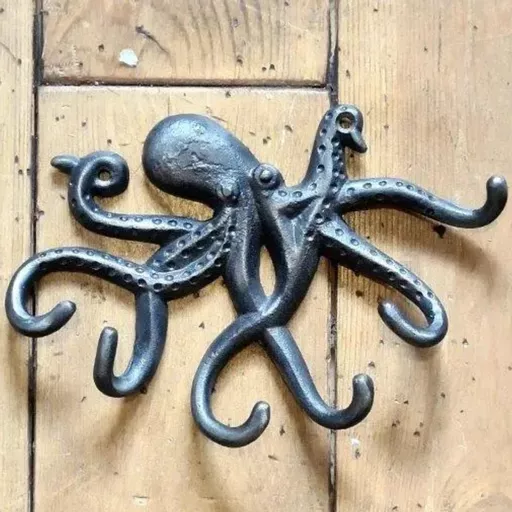 Multi Hook Octopus Angled Head Cast Antique Iron