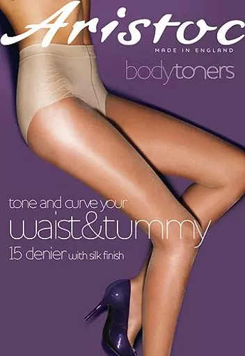 Aristoc Bodytoner TIGHTS  Waist and Tum   Nude Black Illusion