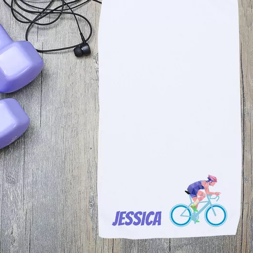 Personalised Sports Towel - Female Cyclist