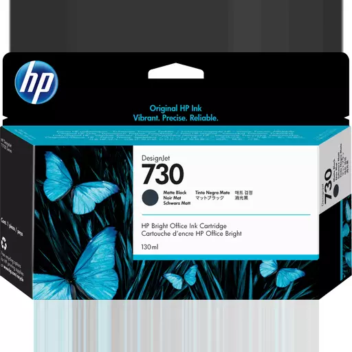 HP P2V65A/730 Ink cartridge black matt 130ml for HP DesignJet T 1600/1700/940