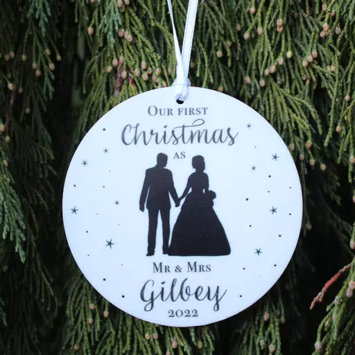 Personalised First Christmas as Mr & Mrs Tree Decoration