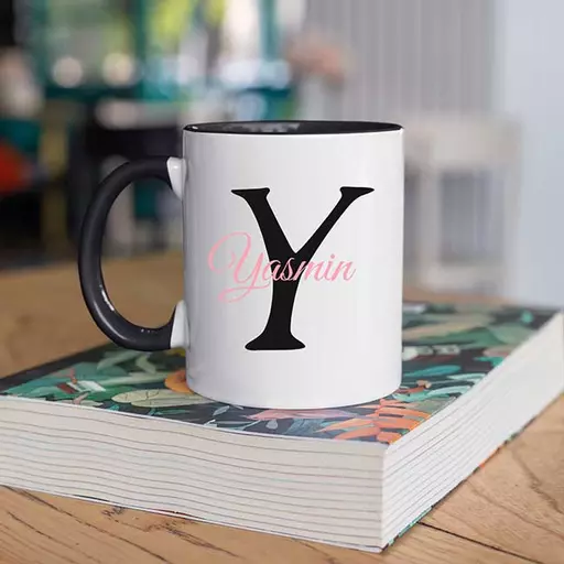 Elegant ceramic Personalised mug with single initial - Perfect custom name-based gift