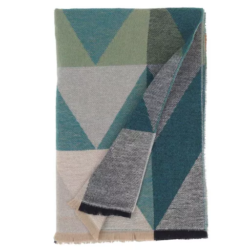 Zigzag Design Throw, Green & Blue